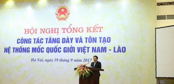 Tổng kết công tác tăng dày và tôn tạo hệ thống mốc Quốc giới Việt Nam - Lào
